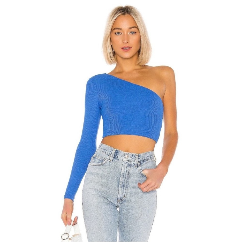Superdown Karol Ribbed Crop Top Cobalt Blue
